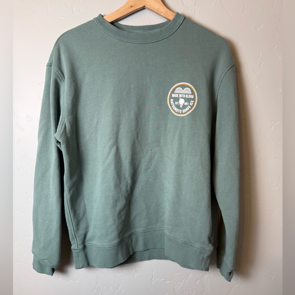 Matsumoto Shave Ice Crewneck Sweatshirt, Haleiwa HI Green Size Medium